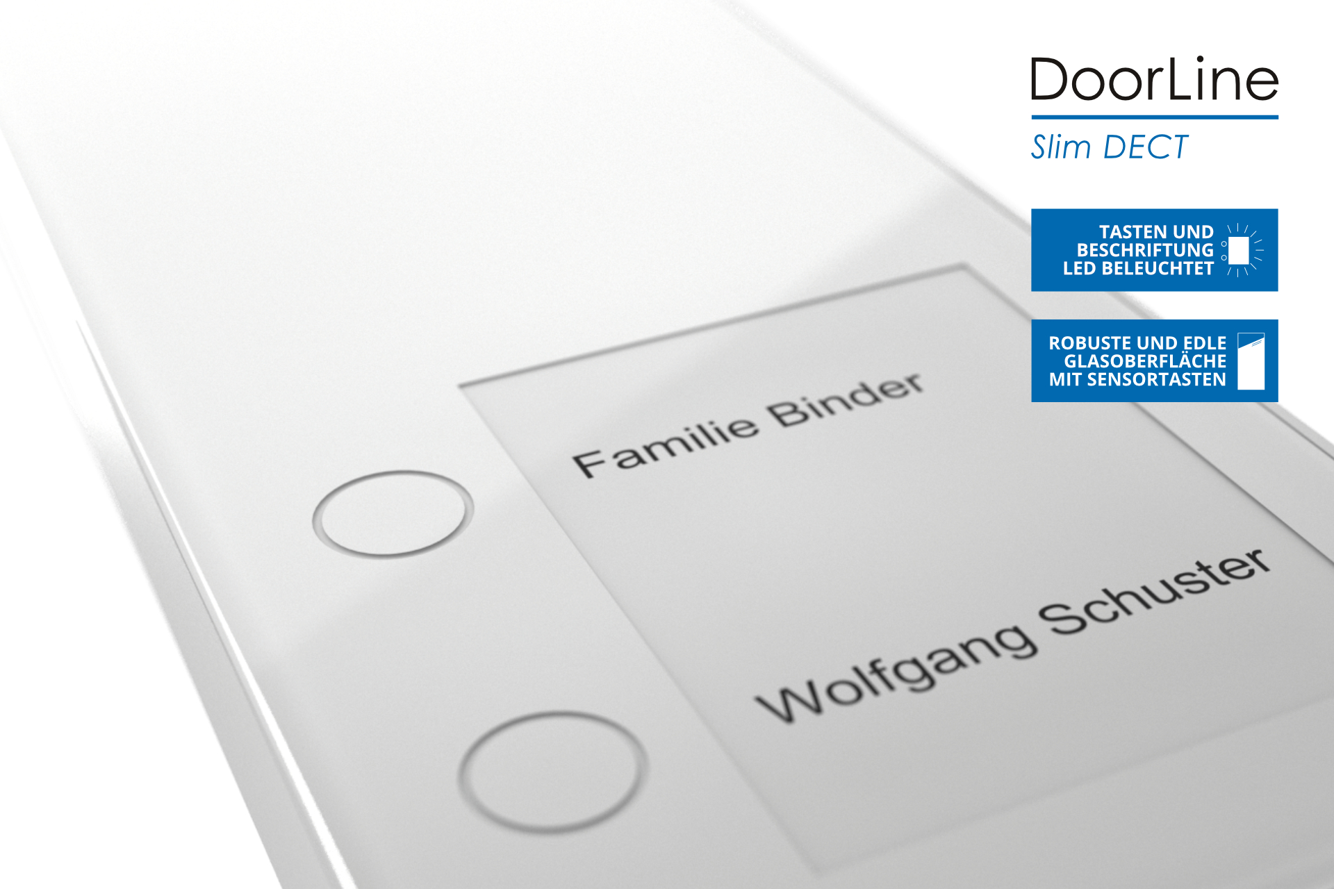 DoorLine Slim DECT | Funk-Türsprechanlage für DECT-Router | FRITZ!Box | 2 Taster | Rufweiterleitung |