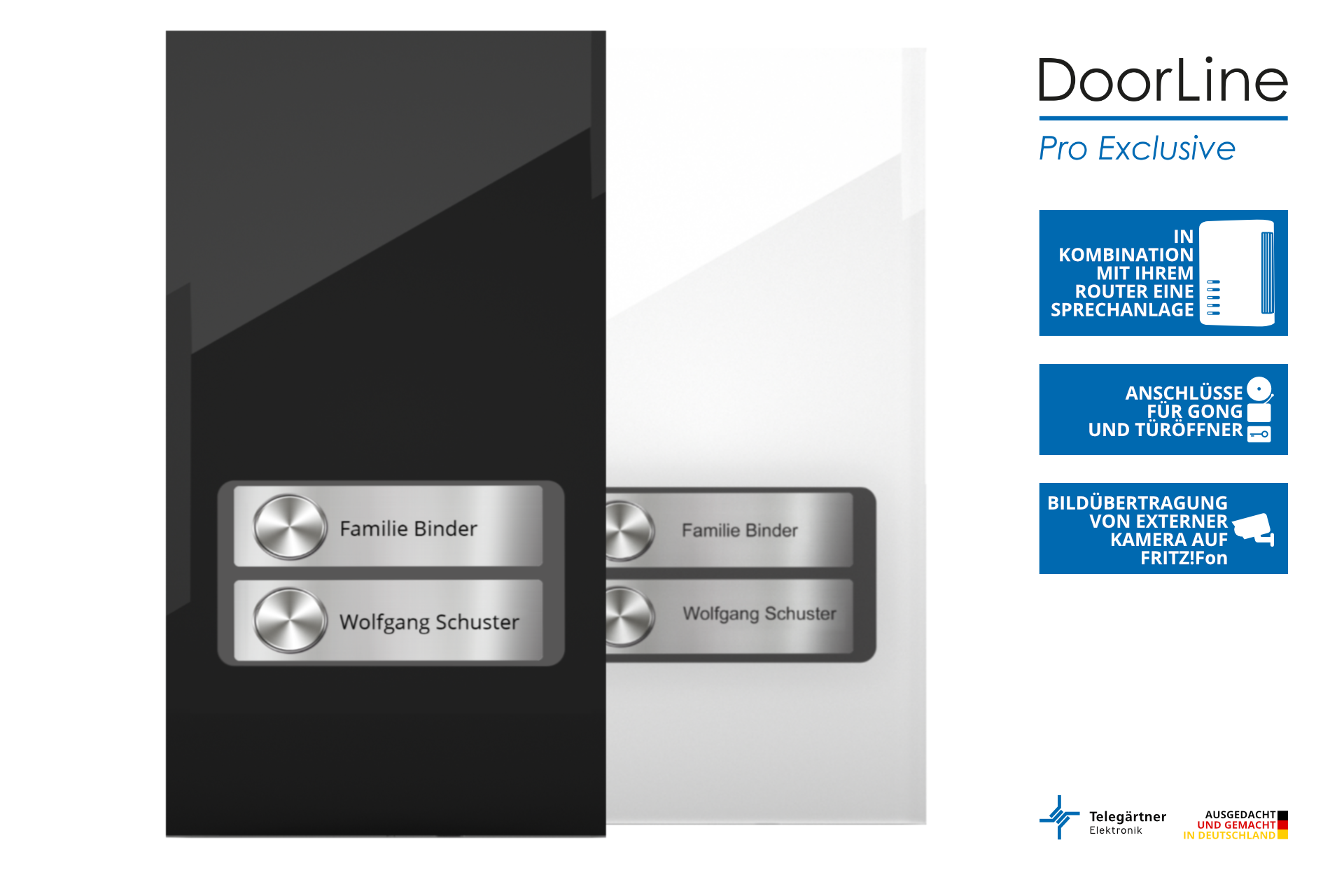 DoorLine Pro Exclusive | Türsprechanlage für Telefonanlage/Router | Touchdisplay | bis zu 4 Klingeltasten | Zutrittskontrolle